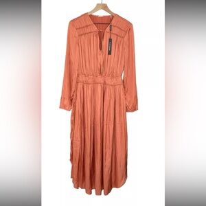Elie Tahari Whisper Shirred Maxi Dress